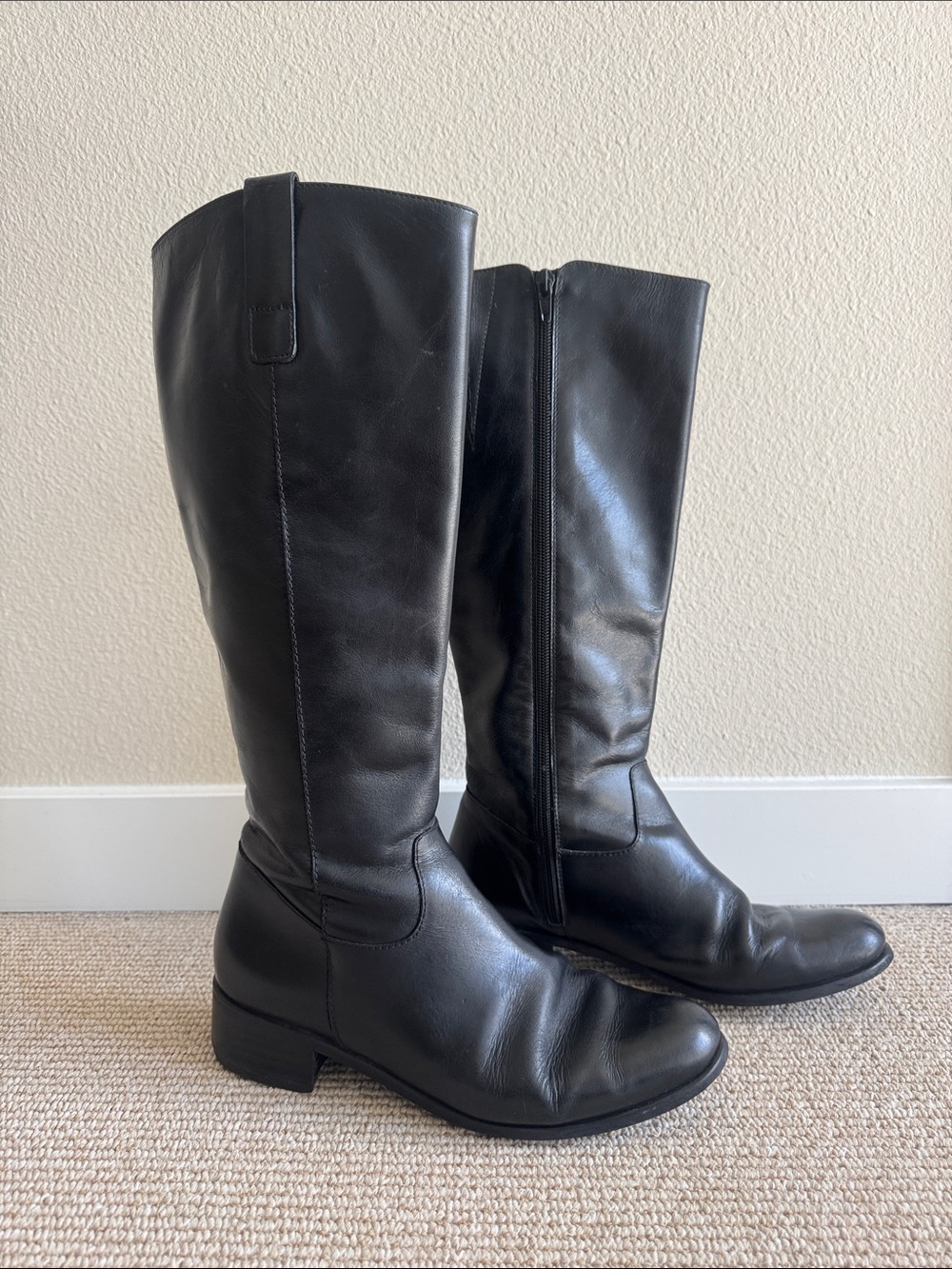 Wonders Made in Spain Equestrian Black Leather Knee-High Boots size 39